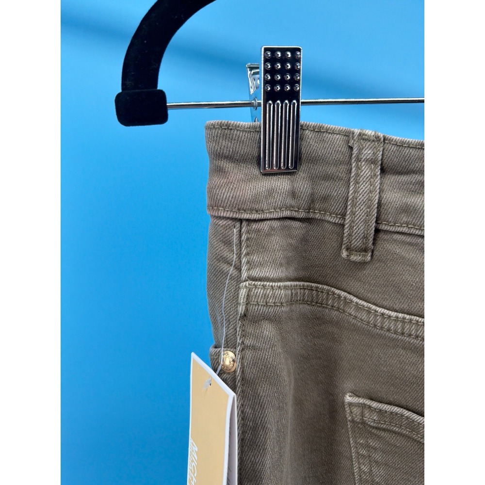 Michael Kors Cargo Midi Skirt Olive Green Denim Utility Slit Pockets Size 6 NWT - Picture 5 of 6